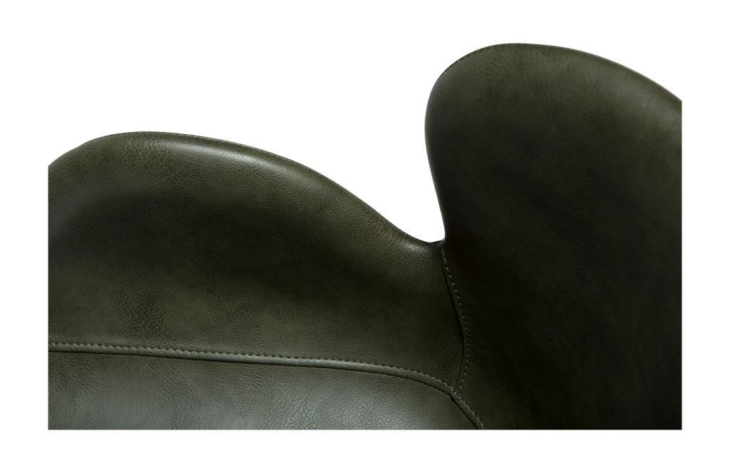 Gaia - Vintage green Krēsls Gaia, zaļa ādas sēde, melnas metāla kājas, stabils dizaina krēsls