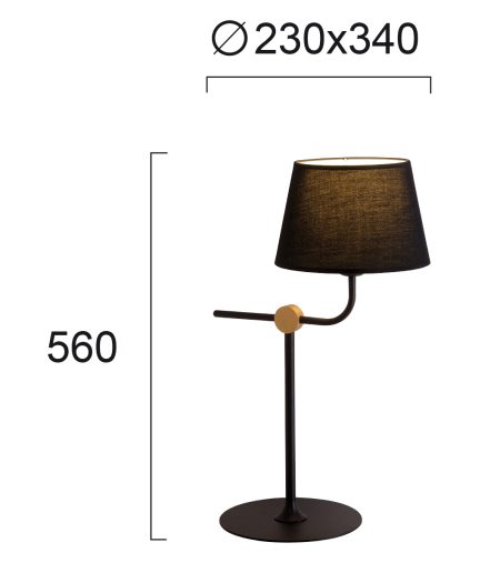 Largo galda lampa melna E27, MAX 40W