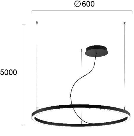 Verdi piekaramā lampa melna Ø:600, 32W, 2000 lm