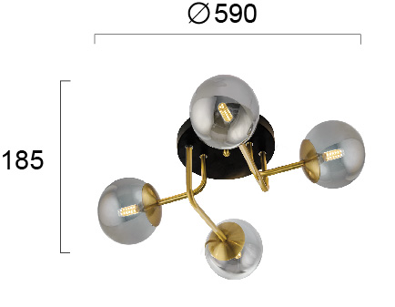 Fiore griestu lampa zelta pelēka Ø:590, 4 x MAX 40W