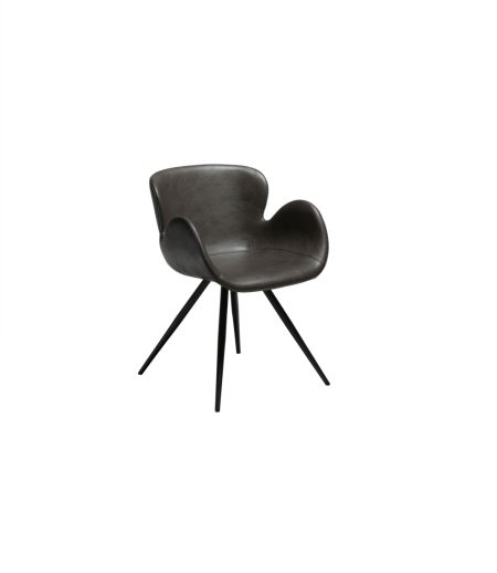 Gaia - Vintage grey Krēsls Gaia, pelēka ādas sēde, melnas metāla kājas, stabils dizaina krēsls
