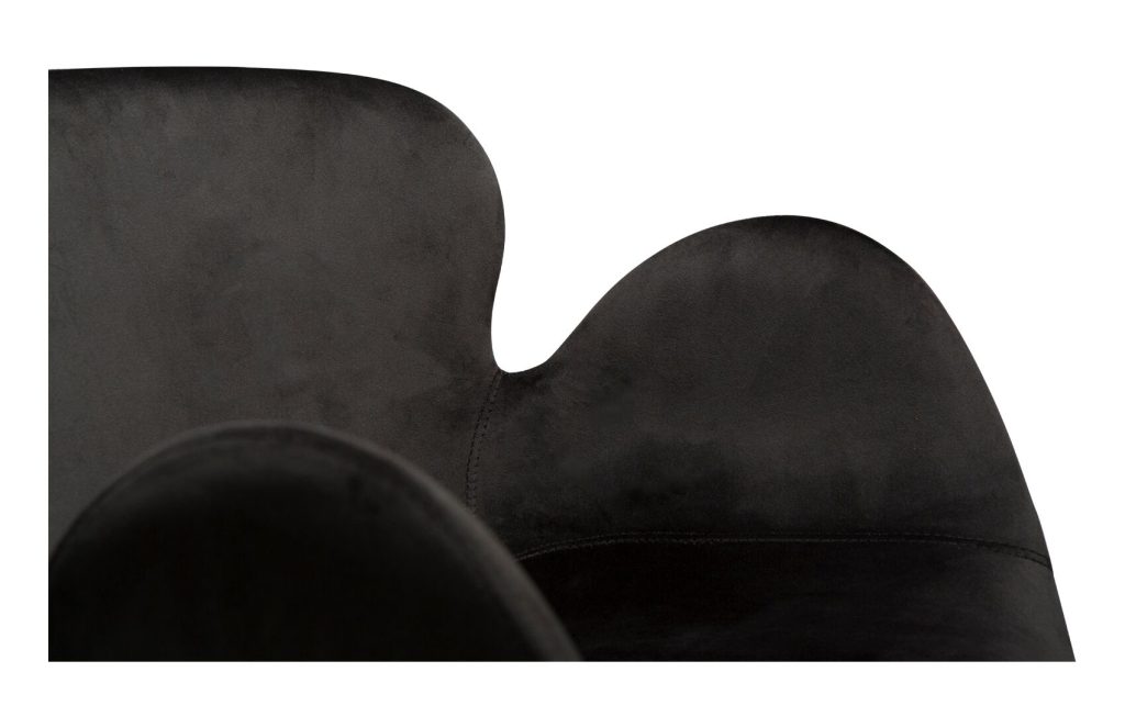 Gaia - meteorite black velvet Krēsls Gaia, melna samta sēde, melnas metāla kājas, stabils dizaina krēsls