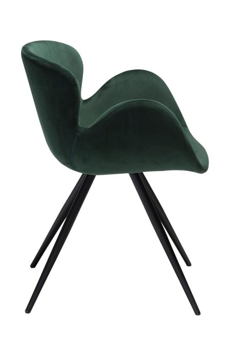 Gaia - emerald green velvet Krēsls Gaia, zaļa samta sēde, melnas metāla kājas, stabils dizaina krēsls