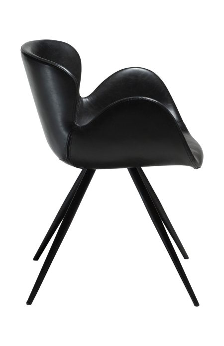 Gaia - Vintage black Krēsls Gaia, melna ādas sēde, melnas metāla kājas, stabils dizaina krēsls