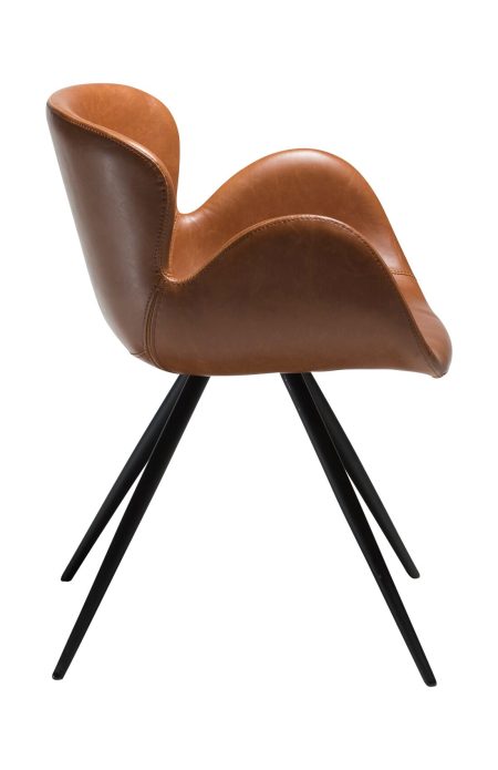 Gaia - Vintage light brown Krēsls Gaia, brūna ādas sēde, melnas metāla kājas, stabils dizaina krēsls