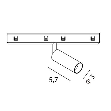 MICRO magnētisko sliežu prožektors, 5W ON/OFF