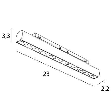 MICRO magnētisko sliežu grozāma lampa Louvre, 12W ON/OFF