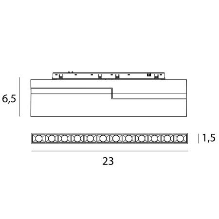 MICRO magnētisko sliežu grozāma lampa Louver, 12W ON/OFF